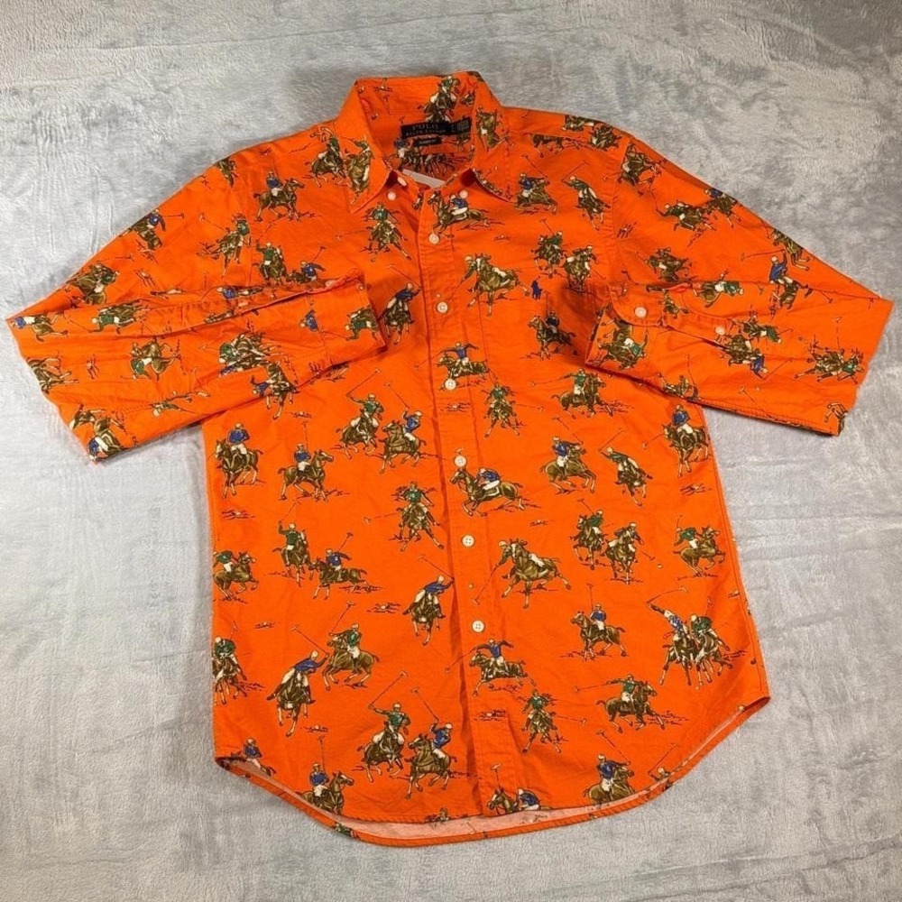 Polo Ralph Lauren All Over Print Button Down Shirt | Orange‎ | Small